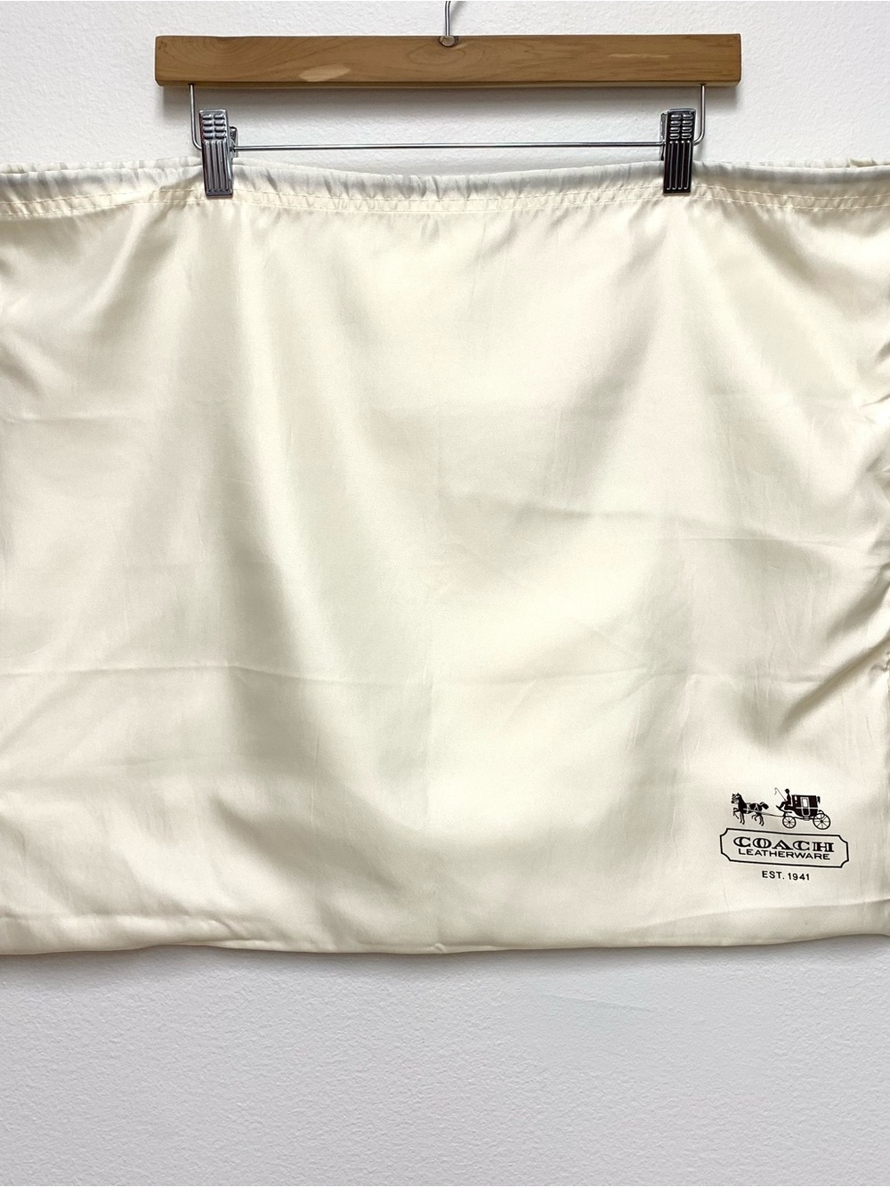 Coach Dust Bag 19" x 23" Ivory Satin Large Purse Storage Travel Cover Drawstring